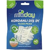 Miaday K&uuml;rdanlı Diş İpi Floss Picks &ndash; 40&rsquo;lı Paket, Diş Arası Temizliği ve Ağız Bakımı İ&ccedil;in Pratik &Ccedil;ift Fonksiyonlu K&uuml;rdanlı D