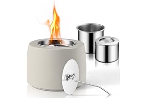 Yamvisa Tabletop Fireplace Bioethanol Fireplace Bio Ethanol Table Top Fire Pit Portable Table Top Heater for Indoor Outdoor Patio Parties Events, Grey