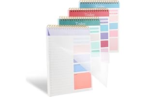 TECDW To Do List Bloc Note, 52 Pages Calendrier Journalier Planificateur, 24 x 17 cm Carnet de Tâches Quotidiennes, Daily Planner, Planificateur de Tâches Non Daté avec Liste de Contrôle (Lot de 4)