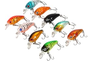 NIMOMO Esche Artificiali Spinning, Maschere per la pesca alla spigola, gancio per esche da pesca da 9 pezzi/borsa, esca per manovella piccola grassa da 4,5 cm/4 g, attrezzatura per acqua dolce e salata