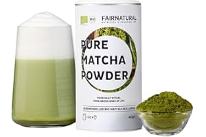 FAIRNATURAL® Zeremonielles Bio Matcha Pulver aus Japan höchster Qualitätsstufe [40g] - Premium Matchapowder 100% Rein - Originales & Veganes Matchapulver für Matcha Latte, Kuchen & Matcha Grün-Tee