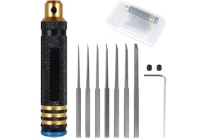 ALONGEN Modelo de cincel, modelo Scribers Gundam herramienta de corte de resina Craping Line Scraping Tool Cincel con cuchillas de 0,1/0,2/0,4/0,6/0,8/1,0/2,0 mm para tallar grabado y corte