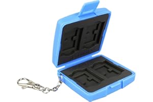 ‎FLASHWOIFE Flashwoife, 4 x SDHC + 8 x Micro SDHC Karten Holder, Aufbewahrung SD Flash Card Case, Speicherkarten Etui Schutzbox, Hülle, staubabweisend, Metallkarabiner, blau