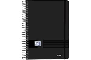 Oxford Live & Go, Agenda 2026 Día Por Página, A5, Tapa Plástico con Espiral, Español, Color Negro