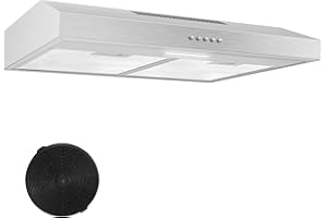 TopStrong Cappa aspirante 60cm sottopiano, cappa aspirante 60cm aria circolante/aria di scarico 201 m³/h, cappa cucina aspirante con filtro a carboni attivi CF-K, inox, 3 gradini