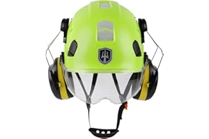 GREEN DEVIL Casco de Trabajo con Visera Transparente y protección auditiva Orejeras ABS Ajustable Casco de Seguridad ventilado con Casco Industrial EN 397