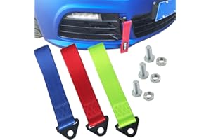 Dancepandas Cinghia di tTraino Professionale 3PCS Cinghia Rimorchio Auto Funi di Traino Universale, per Auto Paraurti Anteriore e Posteriore, fino a 2 tonnellate di portata (Rosso Verde