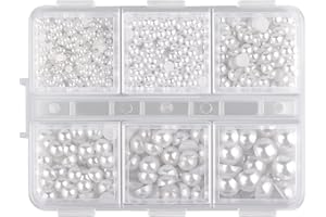SAVITA 3000 Pezzi 2/3/4/5/6/8mm Perle Semicircolari Bianche, Mezze Perle Cabochon per Artigianato Perline Sciolte per Fai Da Te Collane Bracciali Gioielli Abito da Sposa Nail Art Fabbricazione