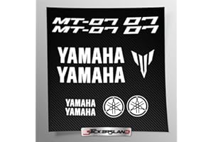 Kit de adhesivos compatibles con depósito y casco de moto | Base de vinilo transparente de fácil aplicación con impresión UV | letras logos | Stickersland® – MT-07 (Blanco)