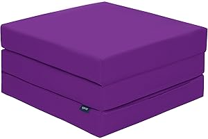Ready Steady Bed Fold Out Single Z Mattress | Water Resistant Folding Cube Z Bed | Children Guests Living Room Bedroom Sleepover | Comfy Pouffe Futon | Comfy Durable Lightweight Sofa Chair (Purple)