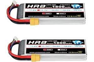 HRB POWER HRB 2 Paquetes 11.1V 1800mAh 3S 50C Batería LiPo con XT60 Plug para Skylark M4-FPV250 Mini Shredder 200 INDY250 Plus Mojo 280 QAV250 Vortex Emax Nighthawk 250 RC Heli Plane UAV Drone FPV