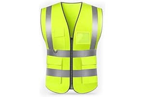 GOIEHIR Gilet de sécurité réfléchissant, taille 3XL, gilet de sécurité avec bandes réfléchissantes, fermeture éclair, jaune, XXXL