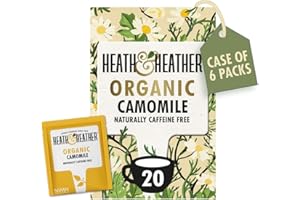 Heath & Heather Organic Camomile Teabags | Individually Wrapped Caffeine-Free Herbal Tea Infusion | 6 Packs of 20, Total 120 Tea Bags