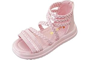 COZOZN Sandales Enfant Fille Sandale Eté Fille Douces et Respirantes Sandales Chaussures Plage Confortable Fille Mode Plat Antidérapant Rose Beige 25-36 EU