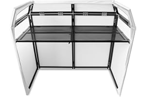 Vonyx DB3 PRO - DJ Booth System, Postazione da DJ Pieghevole, Teli in Lycra Bianchi e Neri, Pareti Flessibili, 3 Borse Incluse, Montaggio Rapido, Struttura in Metallo