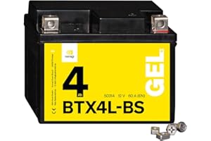 Denagi 50314 GEL BTX4L-BS Motorradbatterie 12V 4Ah, Ersetzt YTX4L-BS, wartungsfrei versiegelt vorgeladen