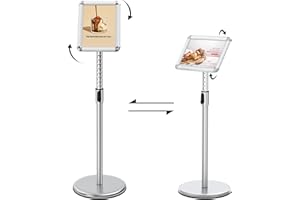 ThrivingTree Infoständer DIN A4 297x210mm Informationsständer Höhenverstellbar Druckknopf Edelstahl Kundenstopper Aufsteller Plakatständer Präsentationsständer Werbeständer (Silber, A4)