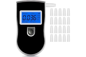 beseloa Alkoholtester, Professioneller Promillemessgerät mit digitaler LCD-Anzeige Promillemessgerät Atemalkoholtester mit 20 Mundstücken, Gradgenauigkeit für Outdoor Partys