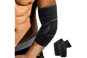 GIRYES 2 pieces Elbow Brace,Elbow Support for Men and Women, Arm Compression Sleeve for Tennis Elbow, Golfers Elbow, Weightlifting, Tendonitis and Joint Pain Injury Recovery(M)