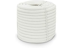 Aoneky Sznurek Bawełniany Pleciony - 10/14/16mm, 15M/30M/60M Gruba Lina Bawełniana, Sznurek do Makramy Dekoracji Rękodzieło Zabawka dla Zwierząt, Akcesoria do Domu i Ogrodu, Biały (10mm x 15M)