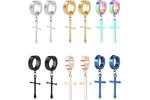 LAFATINA Herren Damen Non-Piercing Clip-On-Ohrringe Kreuz Baumel Creolen Ohrclips Ohrringe Set Clips Ohne Ohrloch Ostern Weihnachten