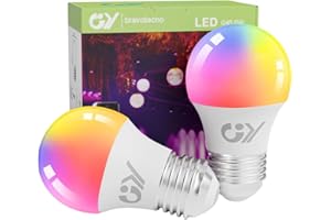 GY Lot de 2 Ampoules Connectée WiFi LED Compatible avec Alexa/Google Home, G45 E27 6W 600LM Intelligente Dimmable Ampoule Multicouleurs RGB + Blanc Chaud/Froid 2700K-6500K