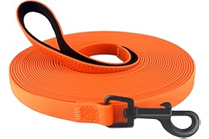CNMTCCO Schleppleine 10m für Hunde,Robuste Trainingsleine,schmutz- und wasserabweisend,Robuste & Reißfeste Hundeleine mit Handschlaufe und Karabiner, für Kleine bis Große Hunde(Neon Orange)