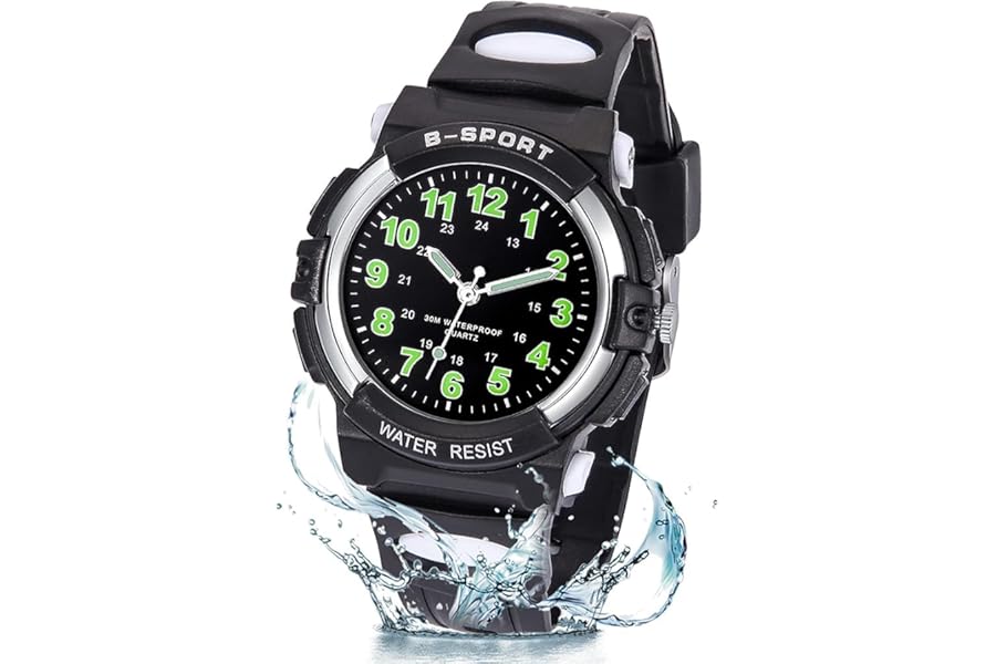 GUUMUXIN Kids Watch for Boys Girls Ages 4-15, Analog Quartz Watch with Soft TPU Band，30M Waterproof Outdoor Sports Watches，Learning Time Children Teenager Watches