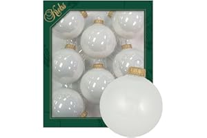 Krebs Glas Lauscha - Decoración de Navidad/Adornos para árbol de Navidad de cristal - Bolas de colores lisos - Cantidad: 8 unidades - Color: blanco porcelana - Tamaño: 7 cm aprox