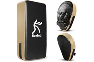 Odoland Kit de Boxe Compris Paos et Boucliers de Boxe pour Enfant et Adulte, Pattes d'ours et Bouclier de Frappe 2 en 1 pour Arts Martiaux Karaté Muay Thaï Entraînement MMA