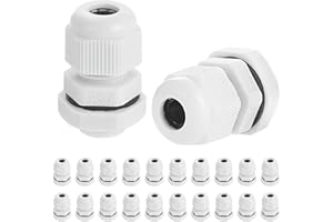 Faankiton 20 Piezas Prensaestopas Ajustables PG7, Prensaestopa Impermeable de Nailon, Glándulas de Cable, Conectores de Prensaestopas, Cable Gland Conectores, Conector Cable Glandula, Blanco