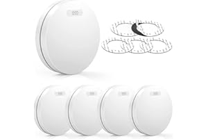 CPVAN Rauchmelder 10 Jahre Batterie - Kein Batteriewechsel Erforderlich, Rauchwarnmeld mit Klebepad | Bohren, Entspricht der Europäischen Norm EN14604 Feuermelder, Ohne Lästiges Blinkene,5er Set