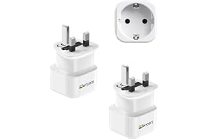 LENCENT 2 styck Reseadapter Sverige/EU till UK Laddare, Typ G Travel Plug