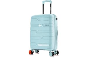 Nasher Miles Medium Paris Hard-Sided Polypropylene Double Spinner Check-in Luggage 24 inch 65cm 8 Wheels Trolley Bag for Travel Suitcase (Pastel Green)