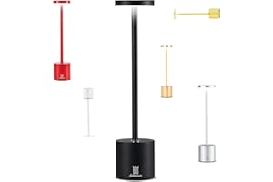 Zolinah ARTEMISIA - Lampada Da Tavolo Senza Fili - Alta 35cm - 3 Livelli di Intensità Regolabile-Batteria Ricaricabile USB da 5200mha Nera