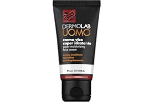 Dermolab Uomo - Crema Viso Super Idratante, per Pelli Sensibili, con Acido Ialuronico e Olio di Canola, Effetto Protettivo, Previene Secchezza e Irritazioni, Dermatologicamente Testato, 50 ml