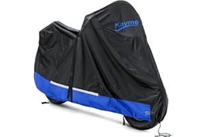 Kayme Fundas para Motos, Cubre de Moto 300D Exterior Impermeable Transpirable Anti-UV Antipolvo, Cubierta para Motocicleta Street Sports Cruiser Motocross (235 x 106 x 125 cm) L
