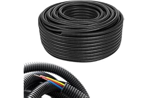 MAKA CHANGE YOUR LIFE QUALITY MAKA Tubo Corrugato Flessibile Ignifugo Matassa Bobina Flex per Cavi Elettricità Protettivo Resistente Diverse Misure per Fili Elettrici Scolo Acqua Antenna (diametro 20mm, 100 metri, Nero)