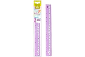 STARPLAST REGLAS DE PLÁSTICO QUIJOTE - Reglas Sweet Pastelito, medidas desde 9 hasta 30cm, colores pastel, con estuche de plástico, para uso escolar o universitario - 30cm Morado