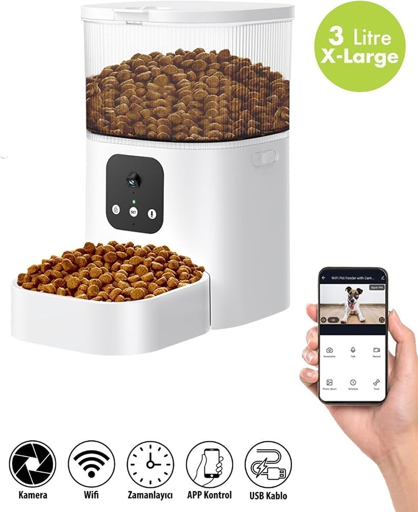 Kiwipets Evcil Hayvan Akıllı Kameralı Multifonksiyon Mama Kabı - Smart Pet Feeder Kpf-10570