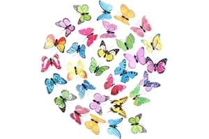 OHREN 30 Pezzi Farfalle Colorate Decorazione con Spille di Sicurezza, PVC Farfalla Spilla, per Cameretta Bambini, Decorazione Tende, Tavolo da Pranzo, Ufficio (Colori Misti Casuali)