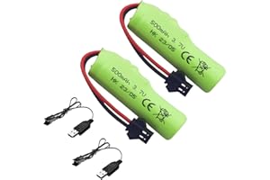 BLLRC 2PCS 3.7V 500mAh Li Batterie Connecteur SM-2P & Câble de Charge USB Véhicules d'ingénierie pour véhicules d'entraînement à Double contrôle à Distance DE35 DE38 DE40 DE50 DE55 TB202 TM141 Véhicules