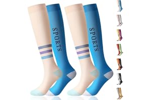 Losvcbcx 2 Pair Compression Socks Women & Men Compression Stockings 20-30mmHg Support Socks Knee High Cushioned Graduated Support Stock