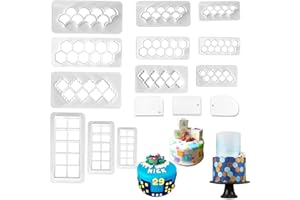YUE QIN 15 piezas Molde galletas Plastico Cortador Galletas Fondant Cuadrado Hexagonales Moldes para galletas para Bricolaje Chocolate Dulces Galletas Jaleas