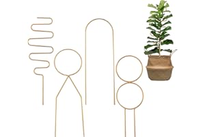 4 Pcs Trellis for Potted Plants, DIYJEP 14" Small Garden Trellis for Climbing Plants Indoor, Mini Gold Metal Plant Trellis, Support Stake House Trellis for Ivy Vine Flower Monstera