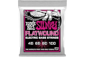 Ernie Ball Super Slinky Flatwound Electric Bass Strings - 45-100 Gauge