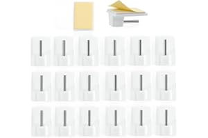 CHEERHOM 20 Pièces Crochets à Rideaux Autocollants, Crochets Adhésifs, Crochets à Tringle à Rideau, Crochets à Rideaux, Crochets Autocollants pour Tringles à Rideaux, Blanc, 1.9 x 2.8 x 1.3cm