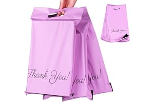 HOMEWIT 60 Plastik Versandtaschen 250 x 350mm mit"Thank You" Versandbeutel Blickdicht und Reißfest, Tragbare Versandbeutel,Versandumschläge mit Selbstklebendem Streifen -Lila
