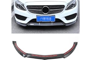GZYF ABS Auto Front Bumper Lip Cover Trim For 2015-2018 C-Class W205 Sport DP Style, Carbon Fiber Look