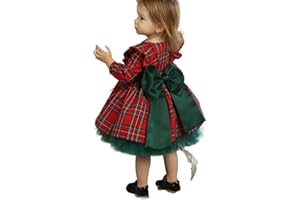 GEAGODELIA Baby Toddler Clothes Girl Christmas Outfit Baby Clothing Christmas Dress Bowknot Plaid Long Sleeve Princess Dresses Autumn Winter Newborn Toddler Baby Gift